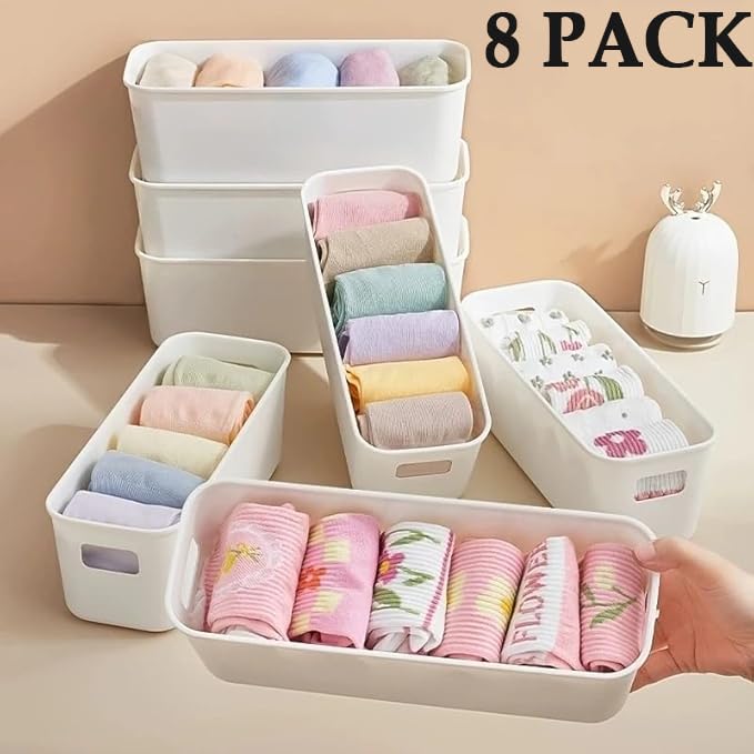 Bathroom Organizer Storage Basket with Handles - White