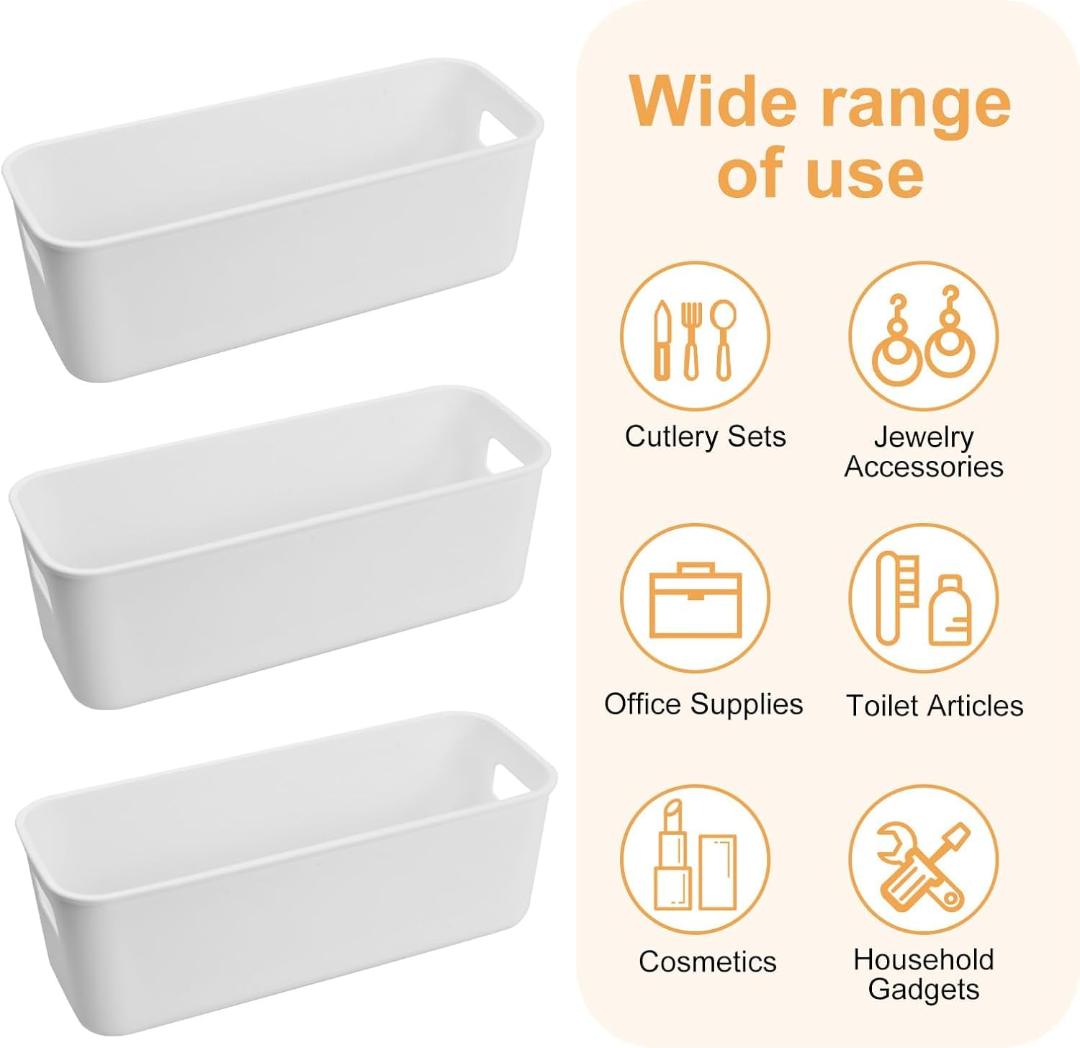 Bathroom Organizer Storage Basket with Handles - White