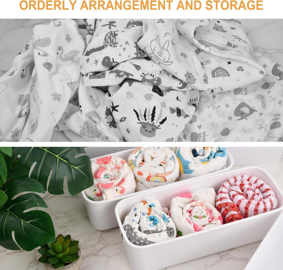 Bathroom Organizer Storage Basket with Handles - White