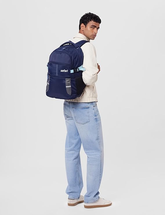 Black Laptop Backpack with Blue Accent