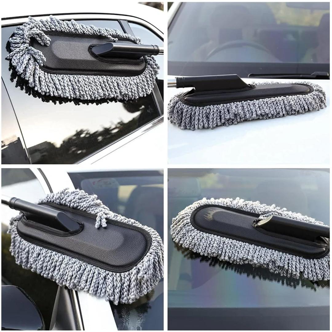 Car Duster with Long Retractable Handle & Soft Microfiber Bristles