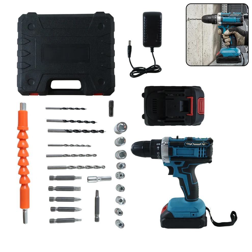 Cordless Drill Machine Tool Kit with Bits & Case - Portable Power