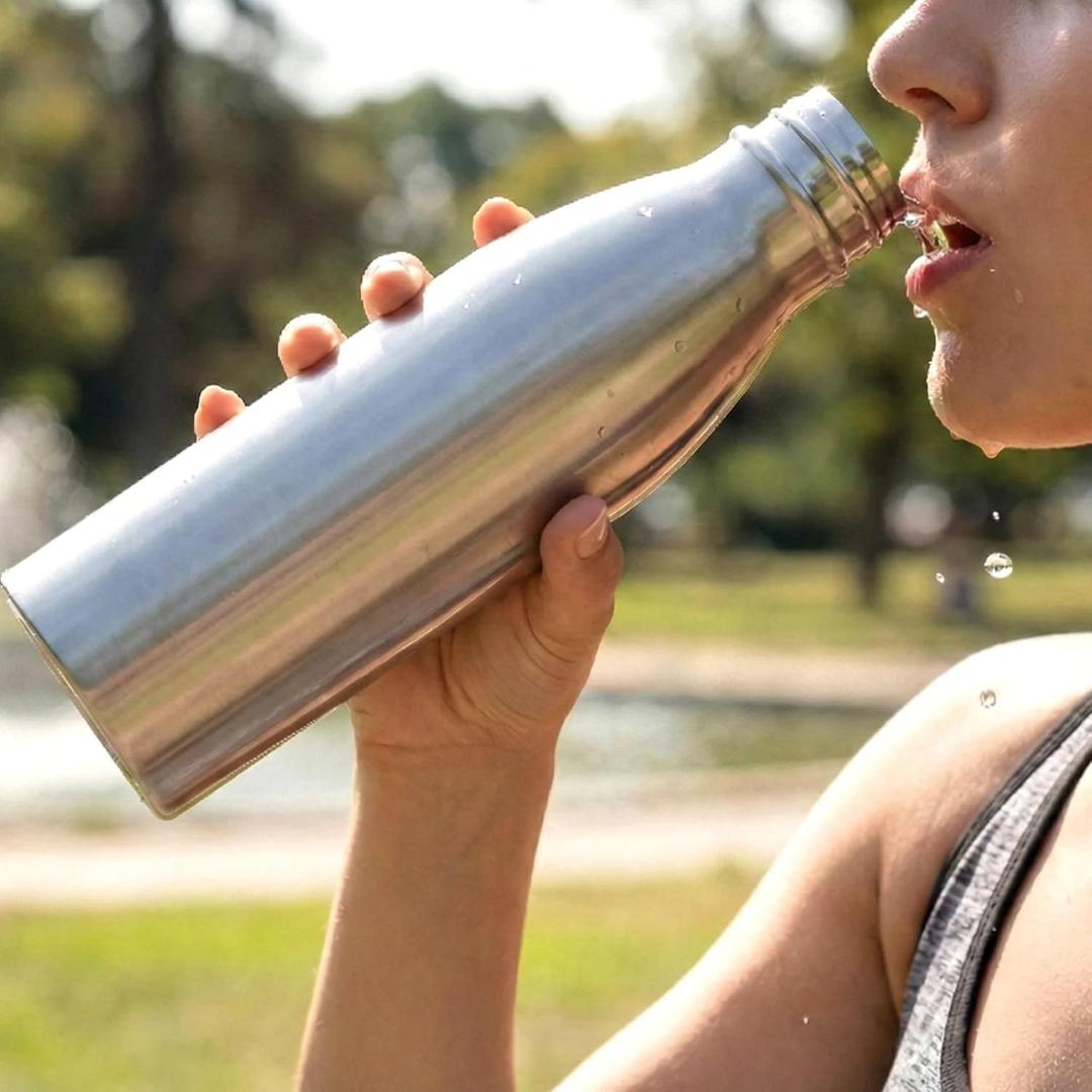 DeoDap 1000 ML Stainless Steel Leakproof Water Bottle with Carry Strap