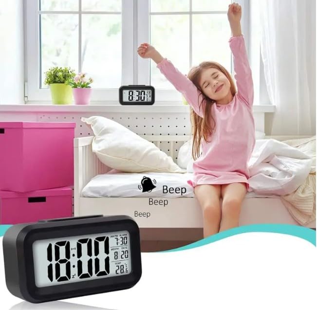 Digital LCD Alarm Clock with Backlight (1 Pc)