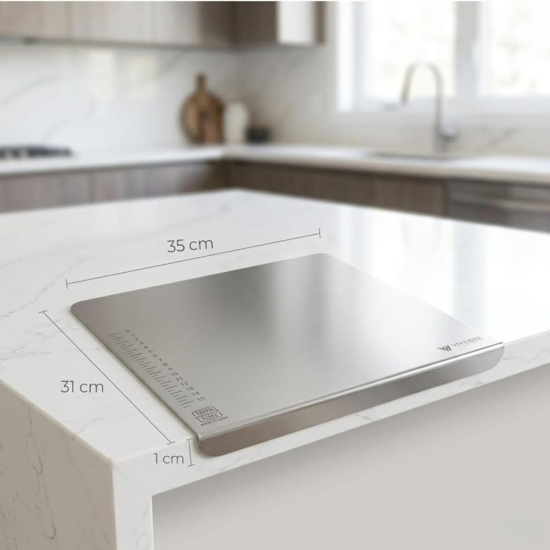 Durable Stainless Steel Chopping Board 35.5x29 cm, 1mm Thick