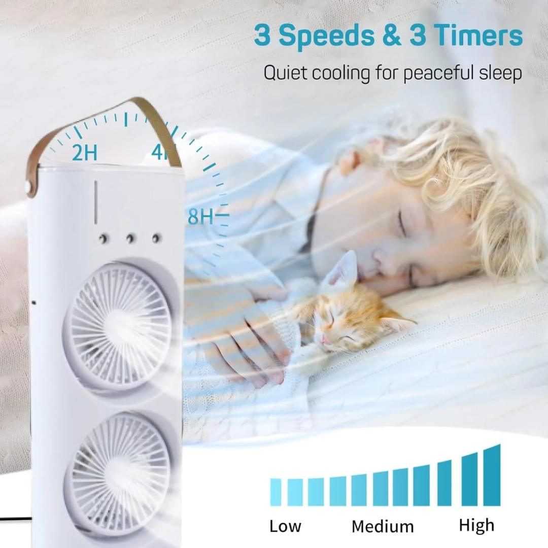 Electric Desktop Double-Head Powerful Air Fan with Remote & USB Charging