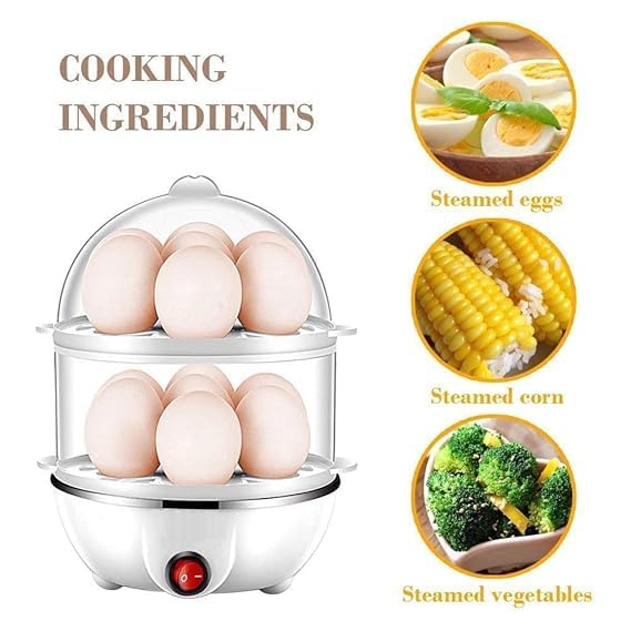 Electric Egg Boiler and Steamer - Double Layer, 14 Egg Capacity (Pink)