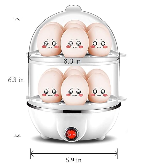 Electric Egg Boiler and Steamer - Double Layer, 14 Egg Capacity (Pink)