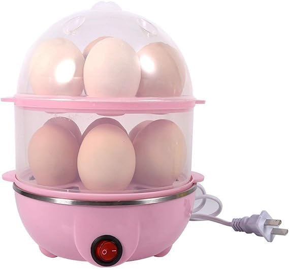 Electric Egg Boiler and Steamer - Double Layer, 14 Egg Capacity (Pink)