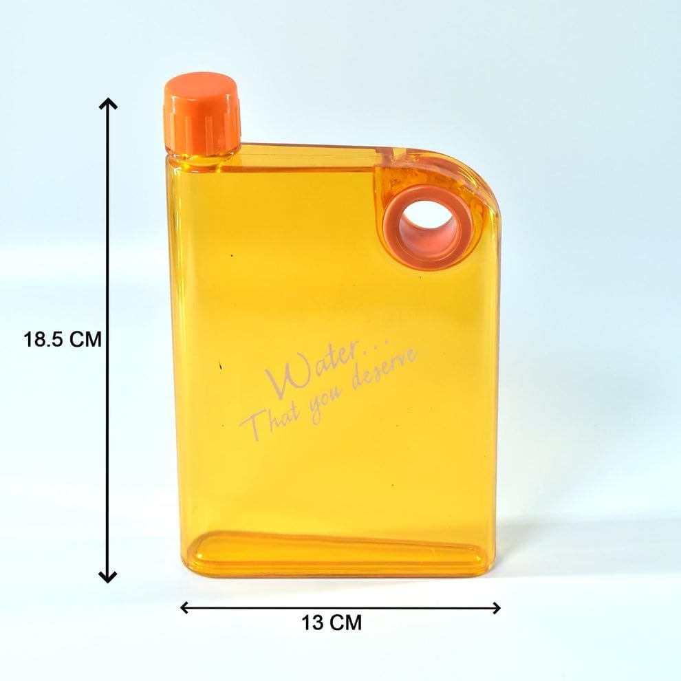 Flat Transparent Water Bottle with Circular Handle - A5 Notebook Style (420ml)