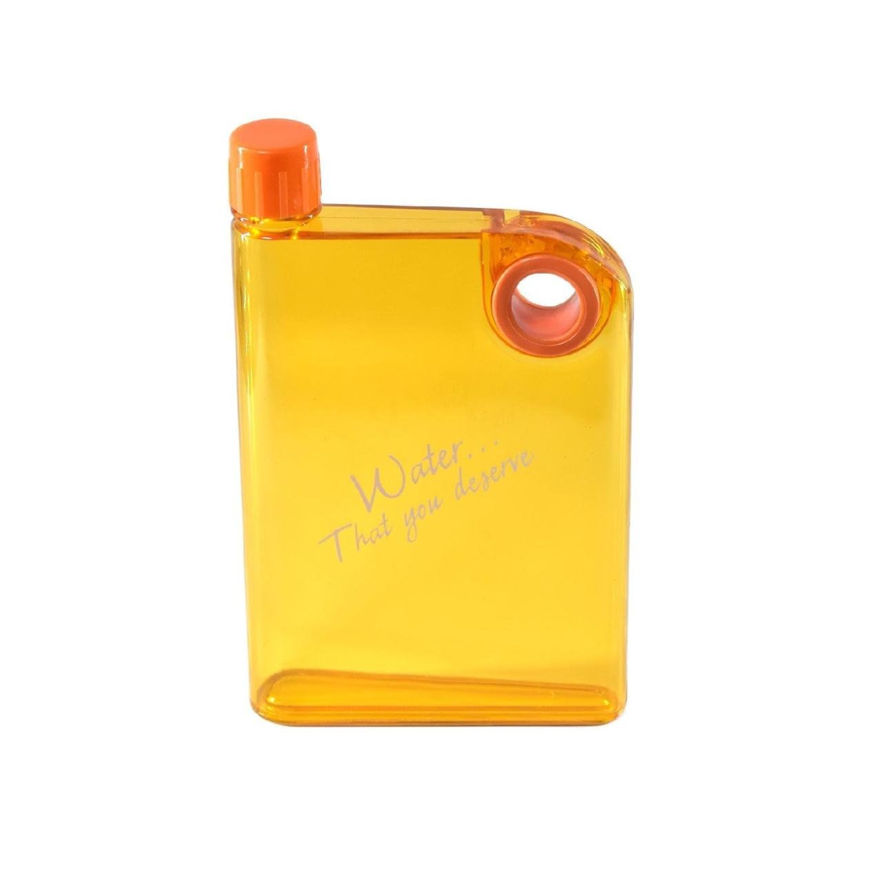 Flat Transparent Water Bottle with Circular Handle - A5 Notebook Style (420ml)