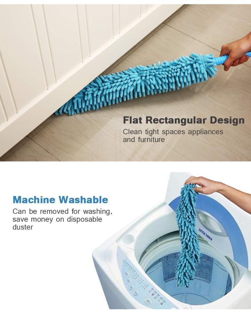 Flexible Microfiber Duster with Extendable Pole for Home Cleaning