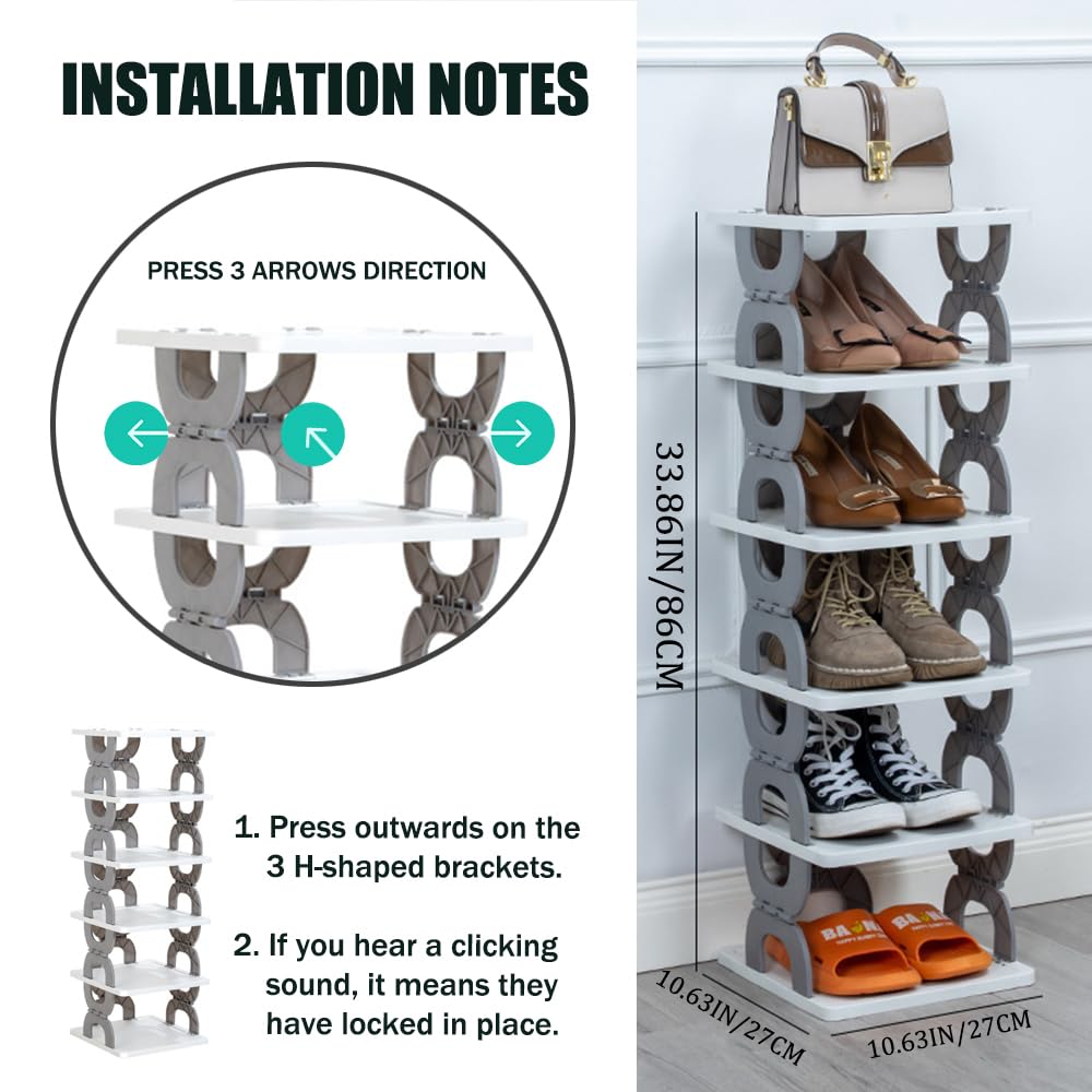 Foldable 6-Layer Shoe Rack - Space-Saving Entryway Organizer