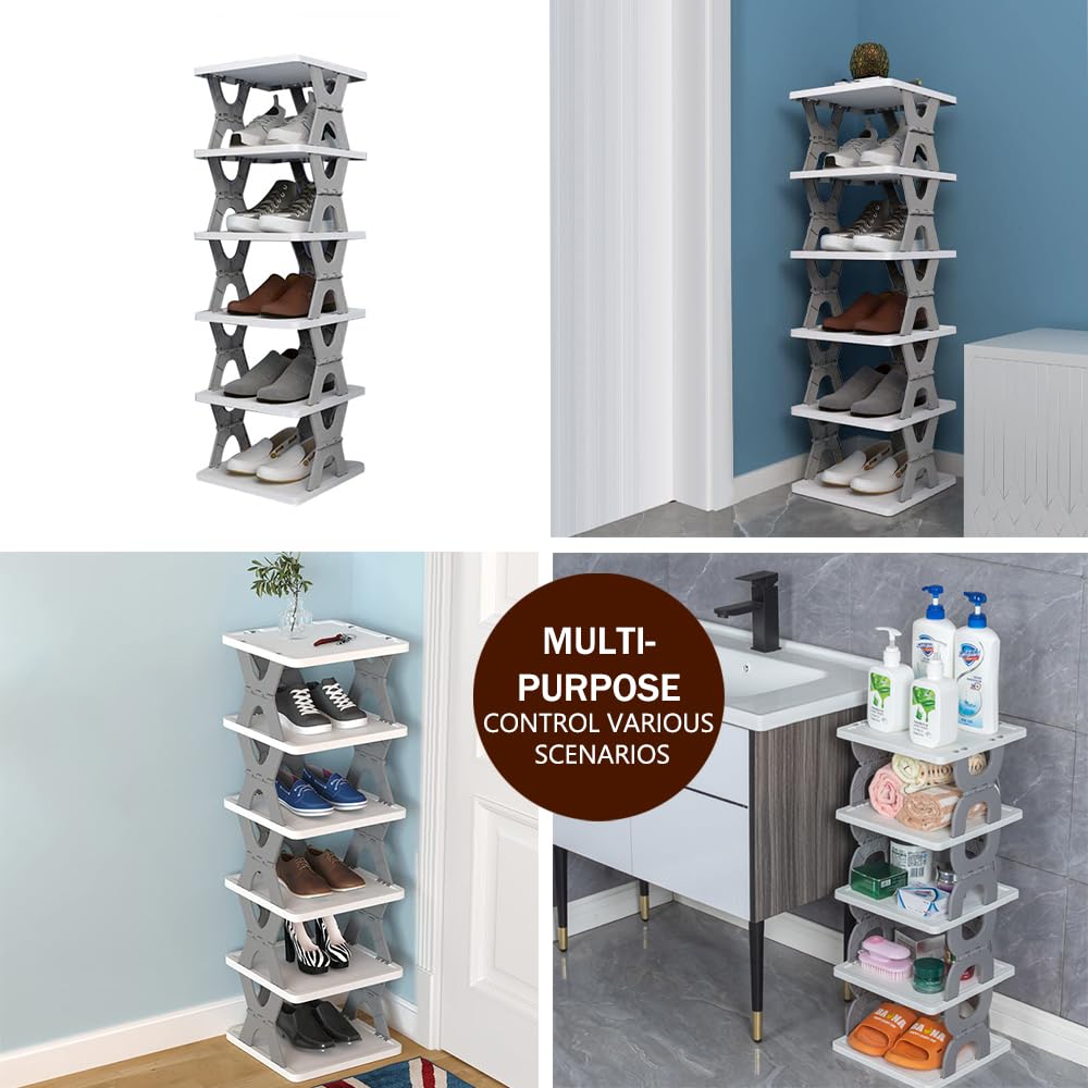 Foldable 6-Layer Shoe Rack - Space-Saving Entryway Organizer