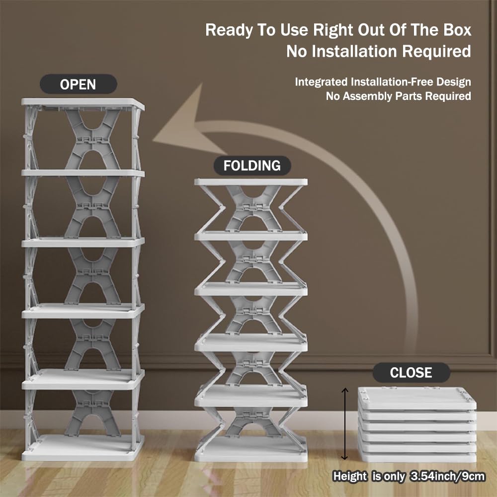 Foldable 6-Layer Shoe Rack - Space-Saving Entryway Organizer