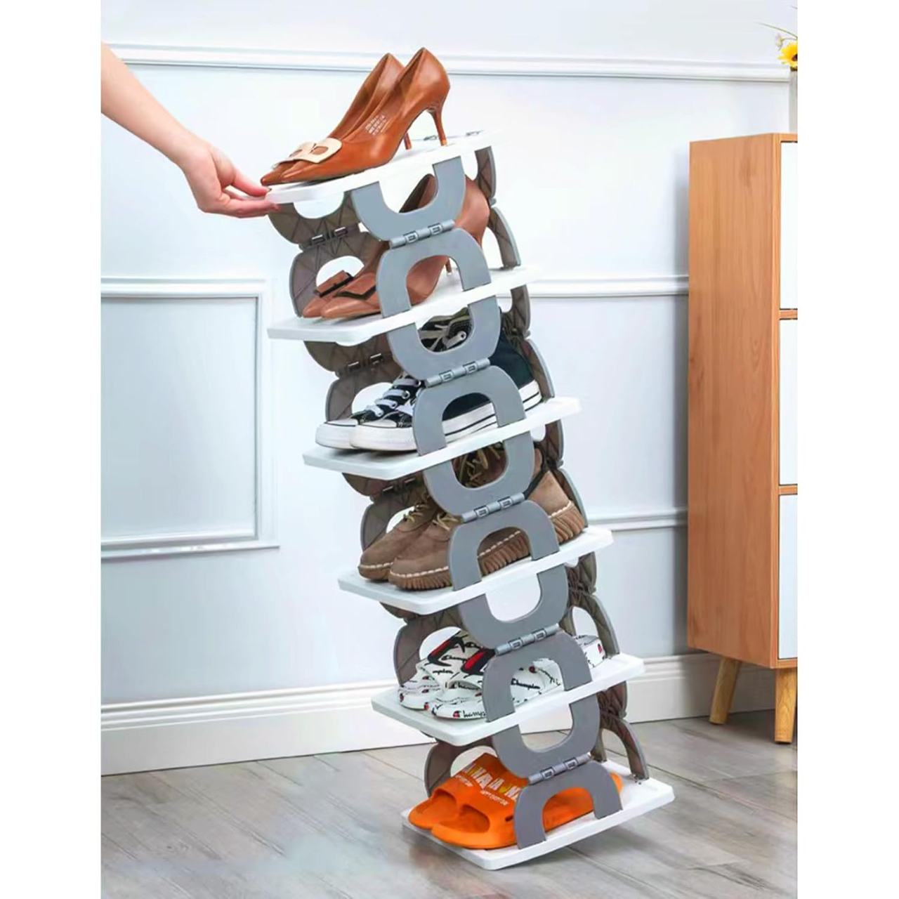Foldable 6-Layer Shoe Rack - Space-Saving Entryway Organizer