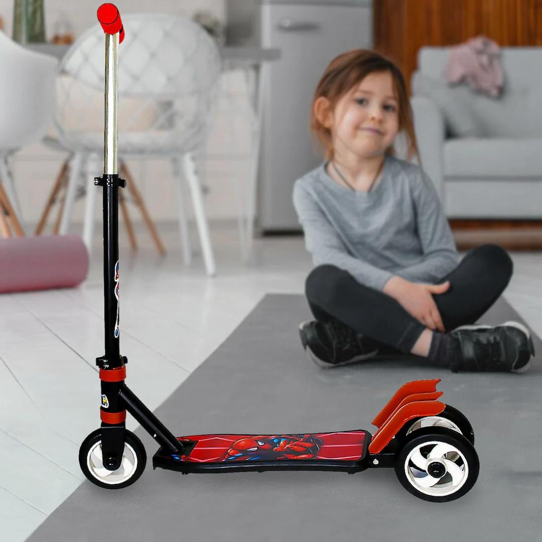Foldable Kids Scooter with Adjustable Height - Spider-Man Design (3 Wheels)