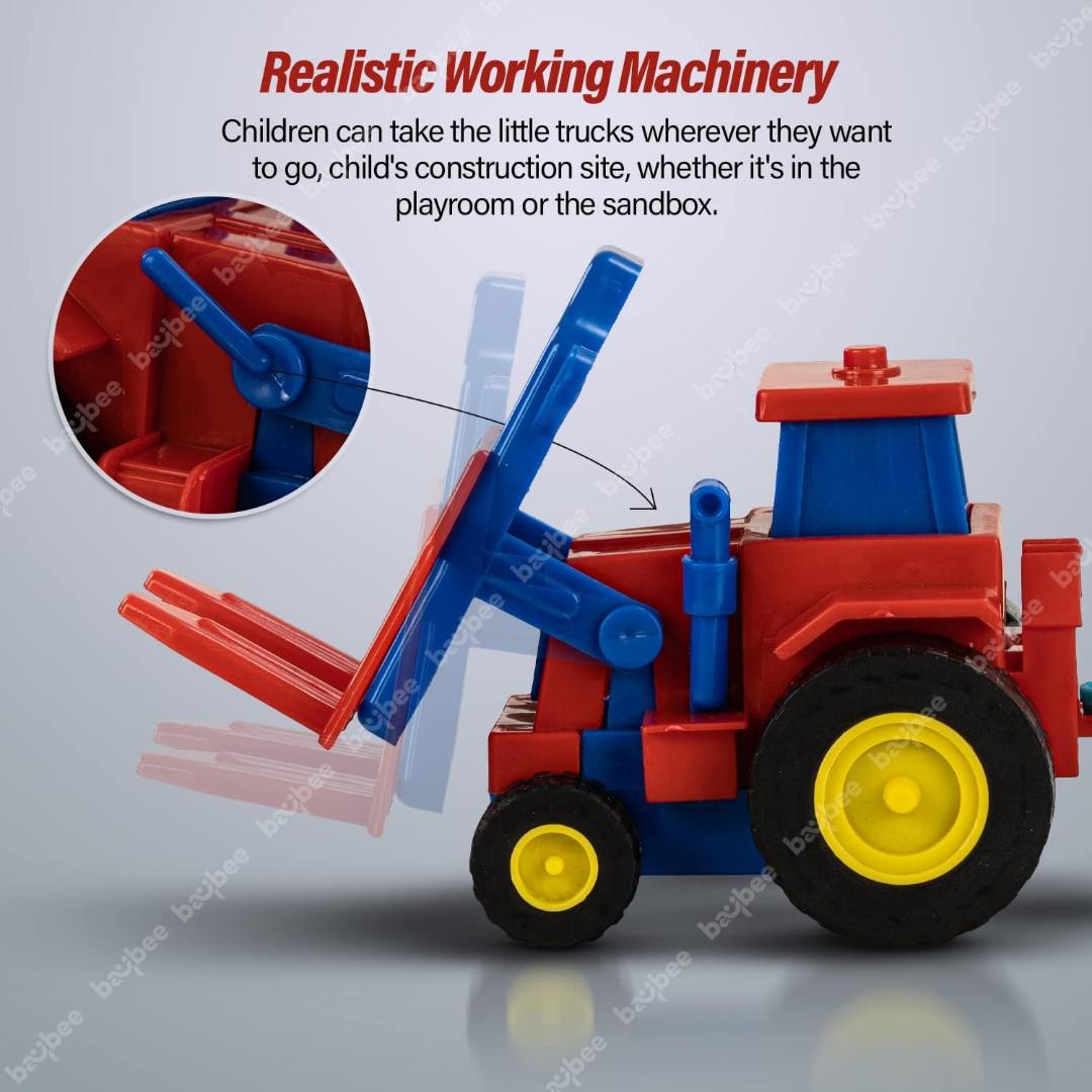 Friction Powered Plastic Tractor Toy with Bricks Trolley - 1 Pc by Aditi