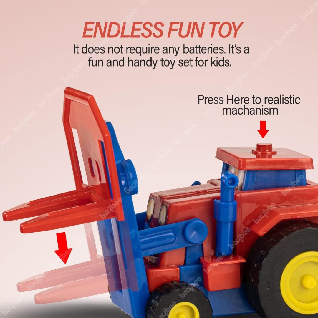 Friction Powered Plastic Tractor Toy with Bricks Trolley - 1 Pc by Aditi