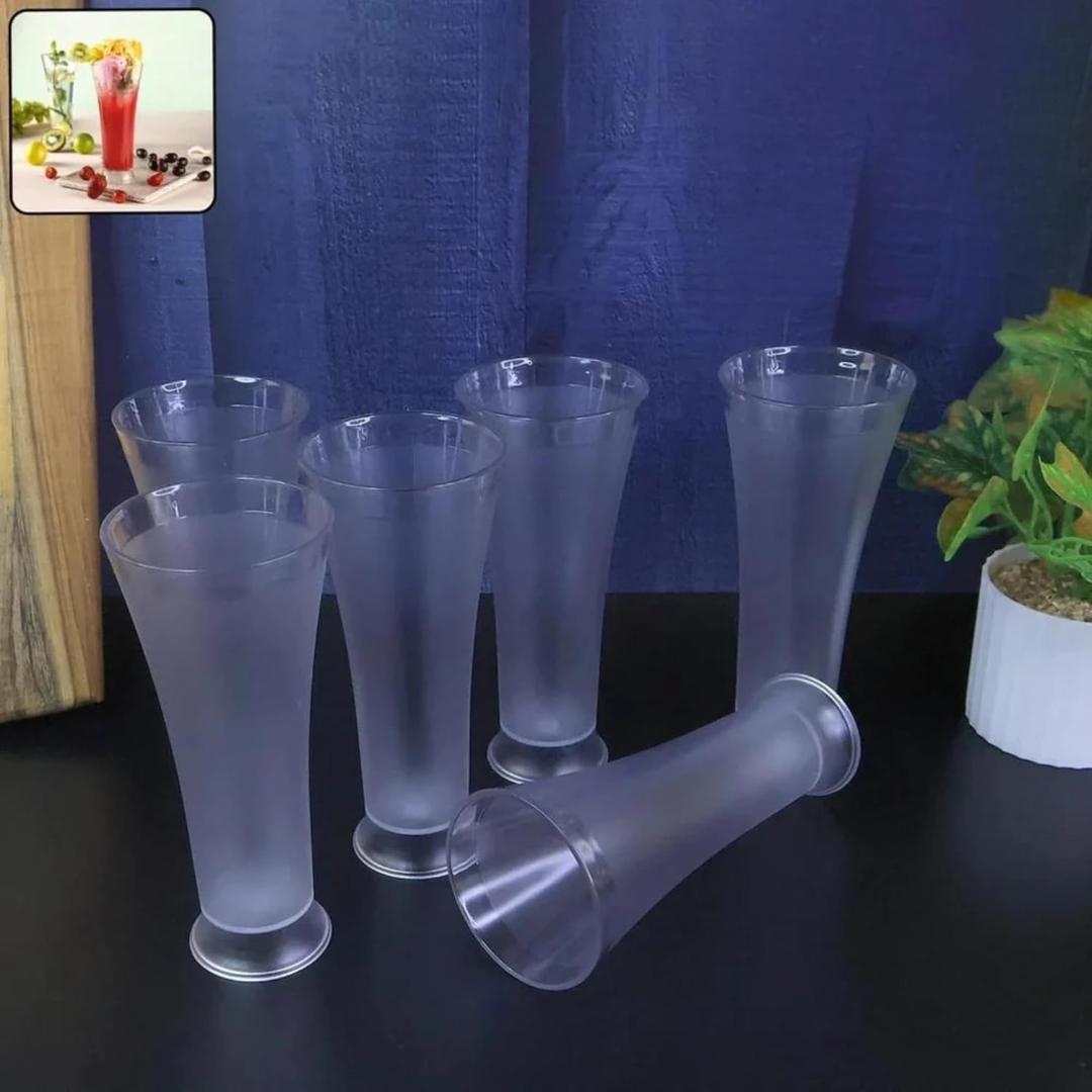 Frosted Glass Tumblers Set - Tall Pilsner Style Drinking Glasses (Pack of 6)