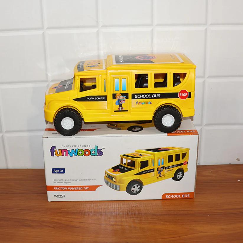 Funwoods Friction-Powered School Bus Push-and-Go Vehicle Toy (1 Pc)