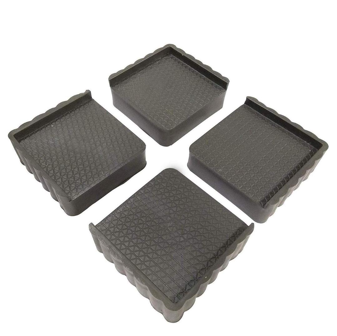 Furniture Leg Protectors - Set of 4 Square Rubber Feet Pads (Black)