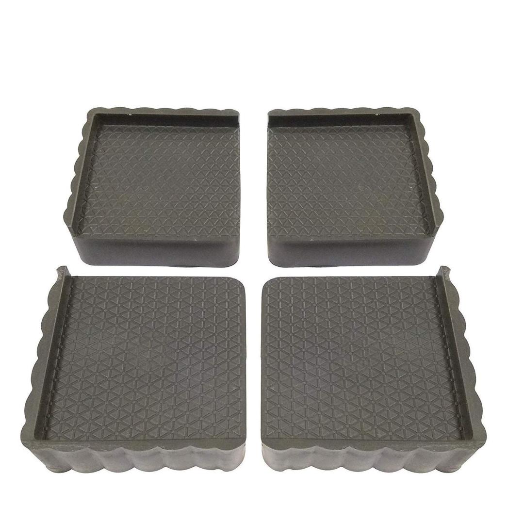 Furniture Leg Protectors - Set of 4 Square Rubber Feet Pads (Black)