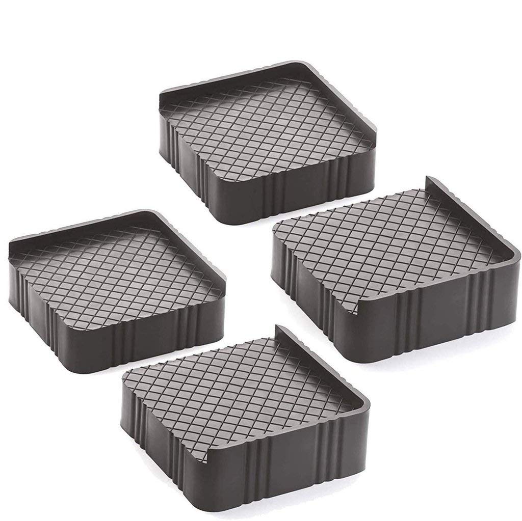 Furniture Leg Protectors - Set of 4 Square Rubber Feet Pads (Black)
