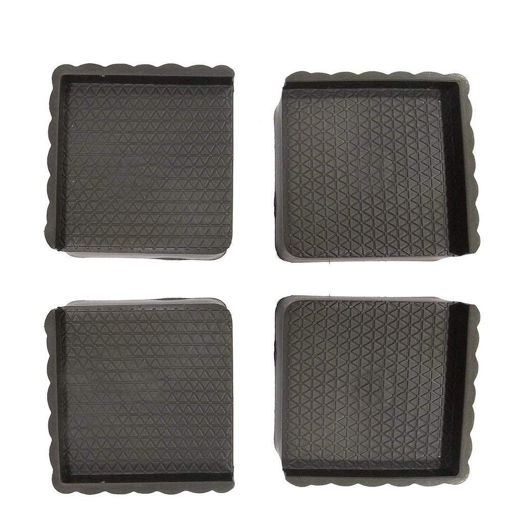 Furniture Leg Protectors - Set of 4 Square Rubber Feet Pads (Black)