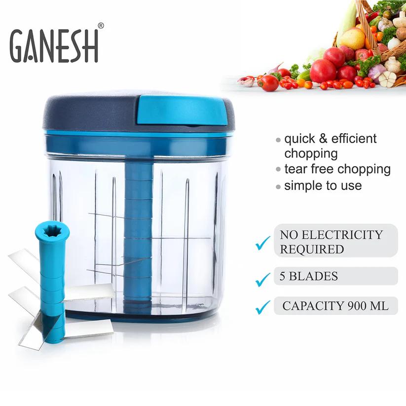 Ganesh Master Chopper XL Jumbo with 5 Stainless Steel Blades (900ml)