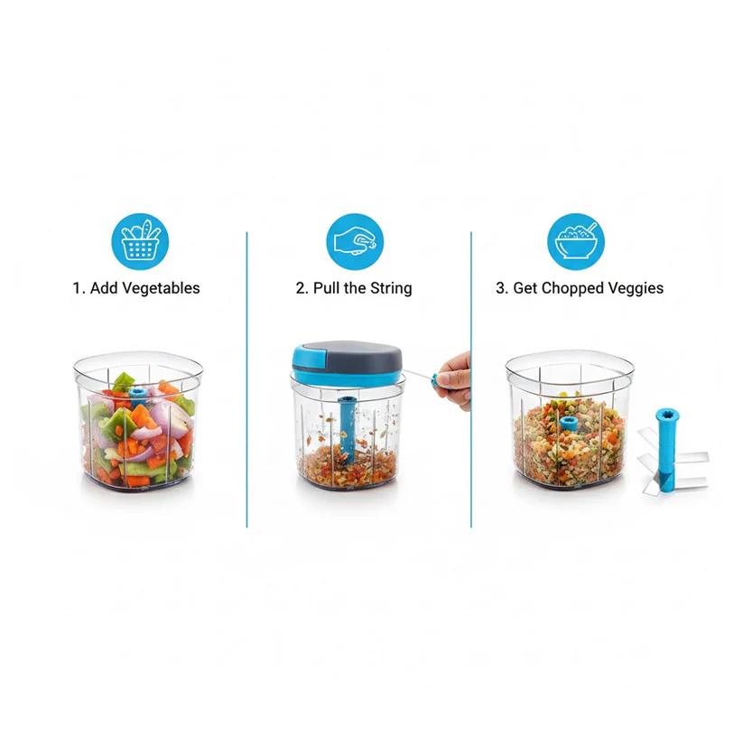 Ganesh Master Chopper XL Jumbo with 5 Stainless Steel Blades (900ml)