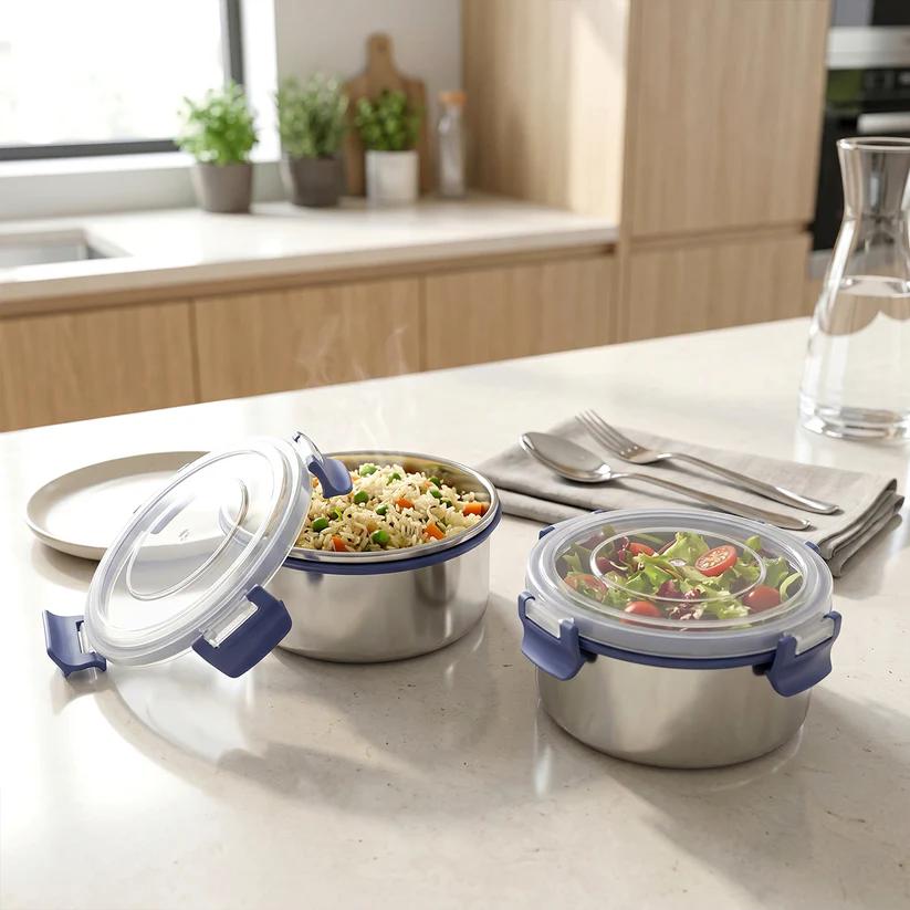 Ganesh Neo Twin 300 Stainless Steel Lunch Box Set (1 Set)