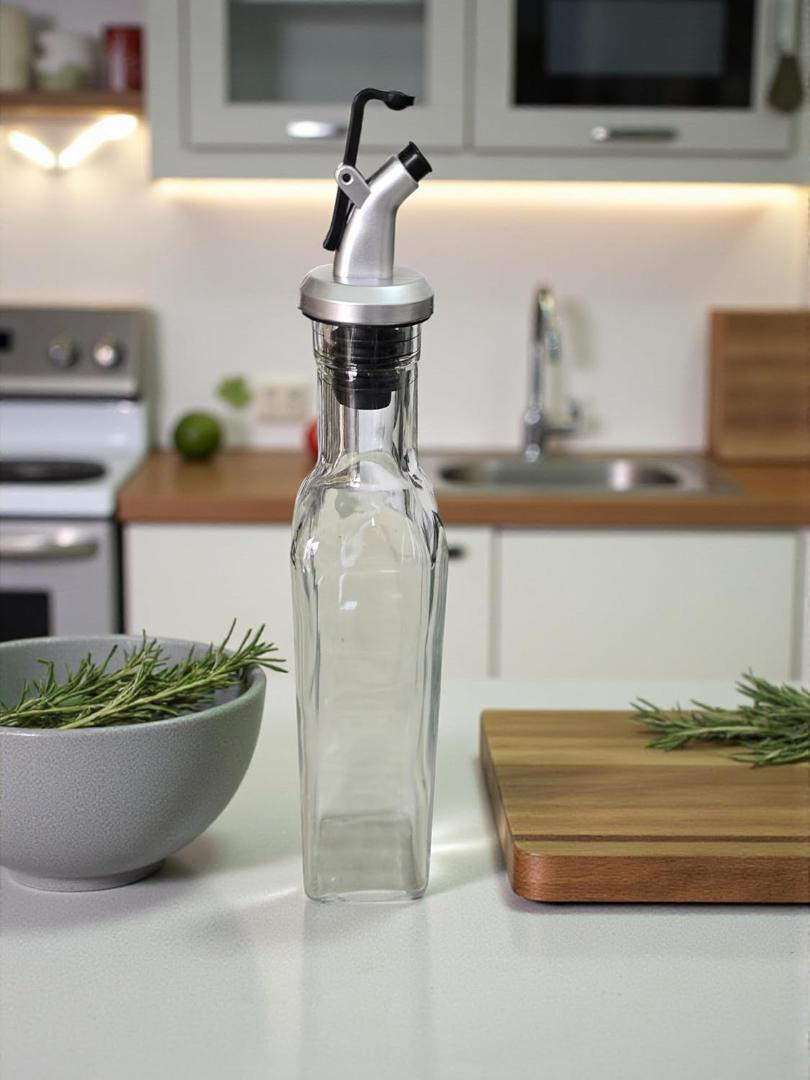 Glass Oil Dispenser Bottle Set - Leak Proof Transparent 2 Pc