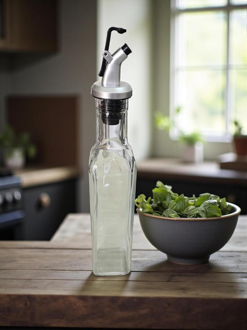 Glass Oil Dispenser Bottle Set - Leak Proof Transparent 2 Pc