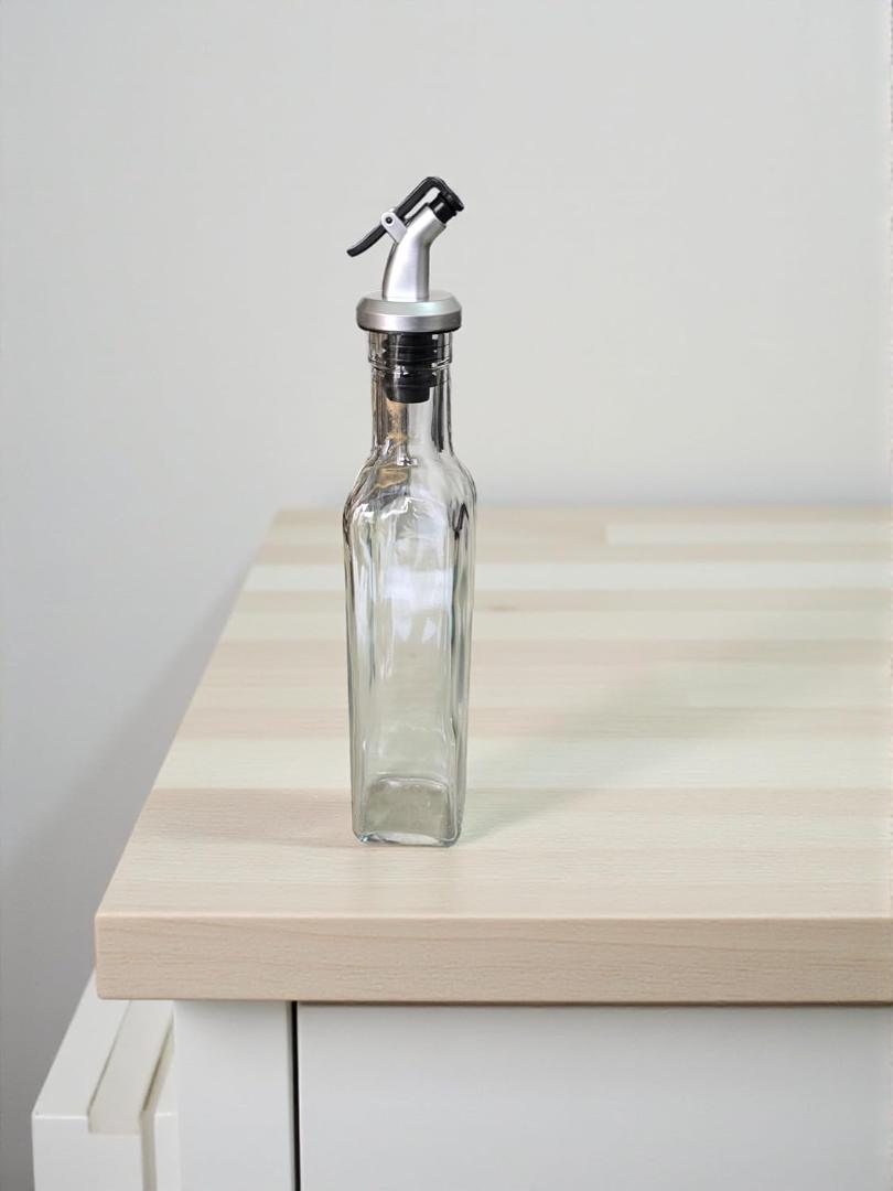 Glass Oil Dispenser Bottle Set - Leak Proof Transparent 2 Pc