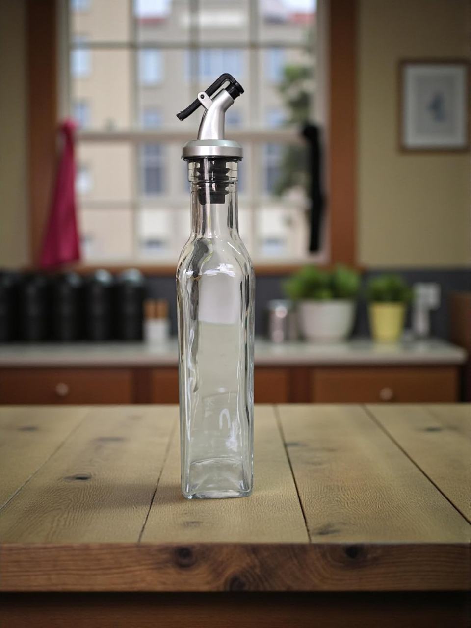 Glass Oil Dispenser Bottle Set - Leak Proof Transparent 2 Pc