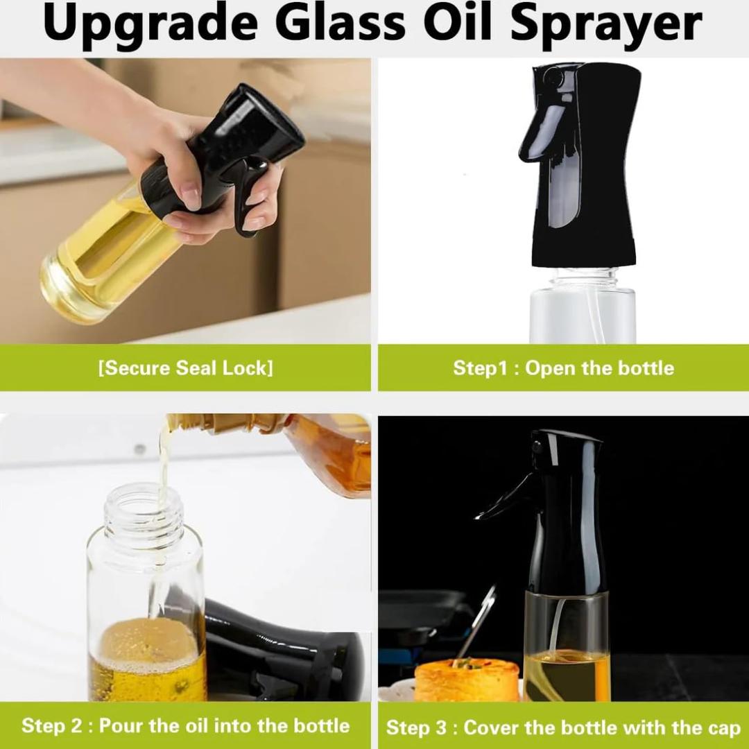Glass Premium Oil Spray Bottle 300ml - Fine Mist Dispenser