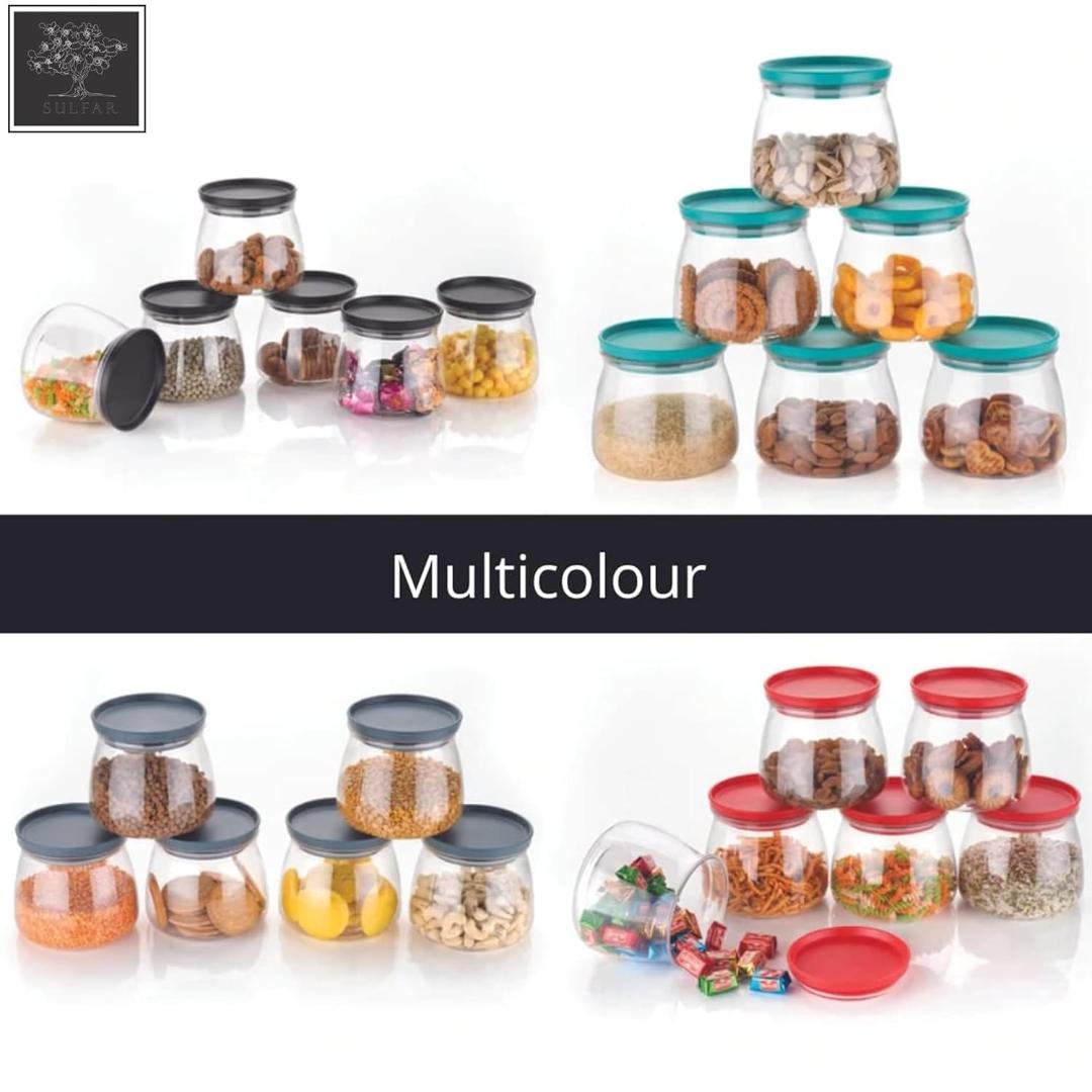 Glass Storage Jar Set with Airtight Lids - 6 Pieces