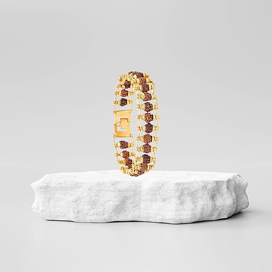 Golden Modern Rudraksha Bracelet for Meditation & Yoga (1 Pc)