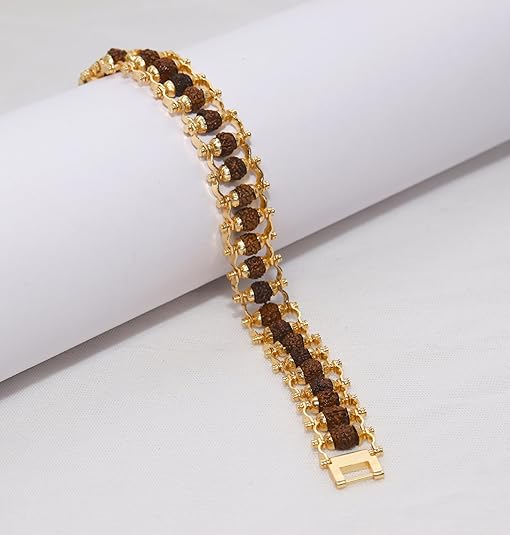 Golden Modern Rudraksha Bracelet for Meditation & Yoga (1 Pc)