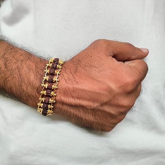 Golden Modern Rudraksha Bracelet for Meditation & Yoga (1 Pc)