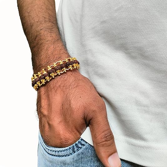 Golden Modern Rudraksha Bracelet for Meditation & Yoga (1 Pc)