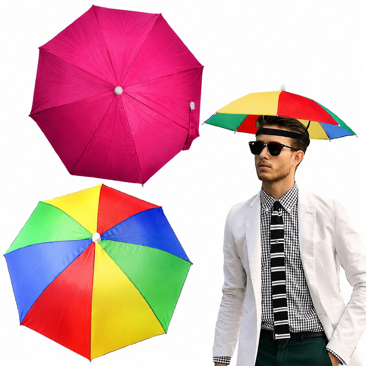 Hands Free Umbrella Hat to Protect from Sun & Rain
