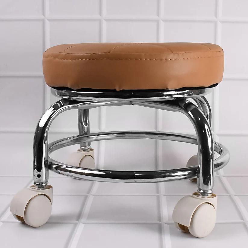 Heavy Duty Steel Base Rolling Stool with Cushioned Seat & Wheels