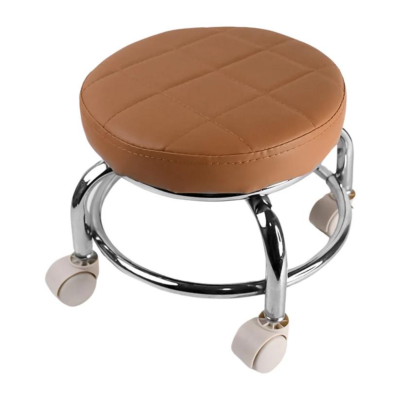 Heavy Duty Steel Base Rolling Stool with Cushioned Seat & Wheels