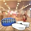Insulated Lunch Box with 2 Stainless Steel Containers - Blue Checkered Pattern