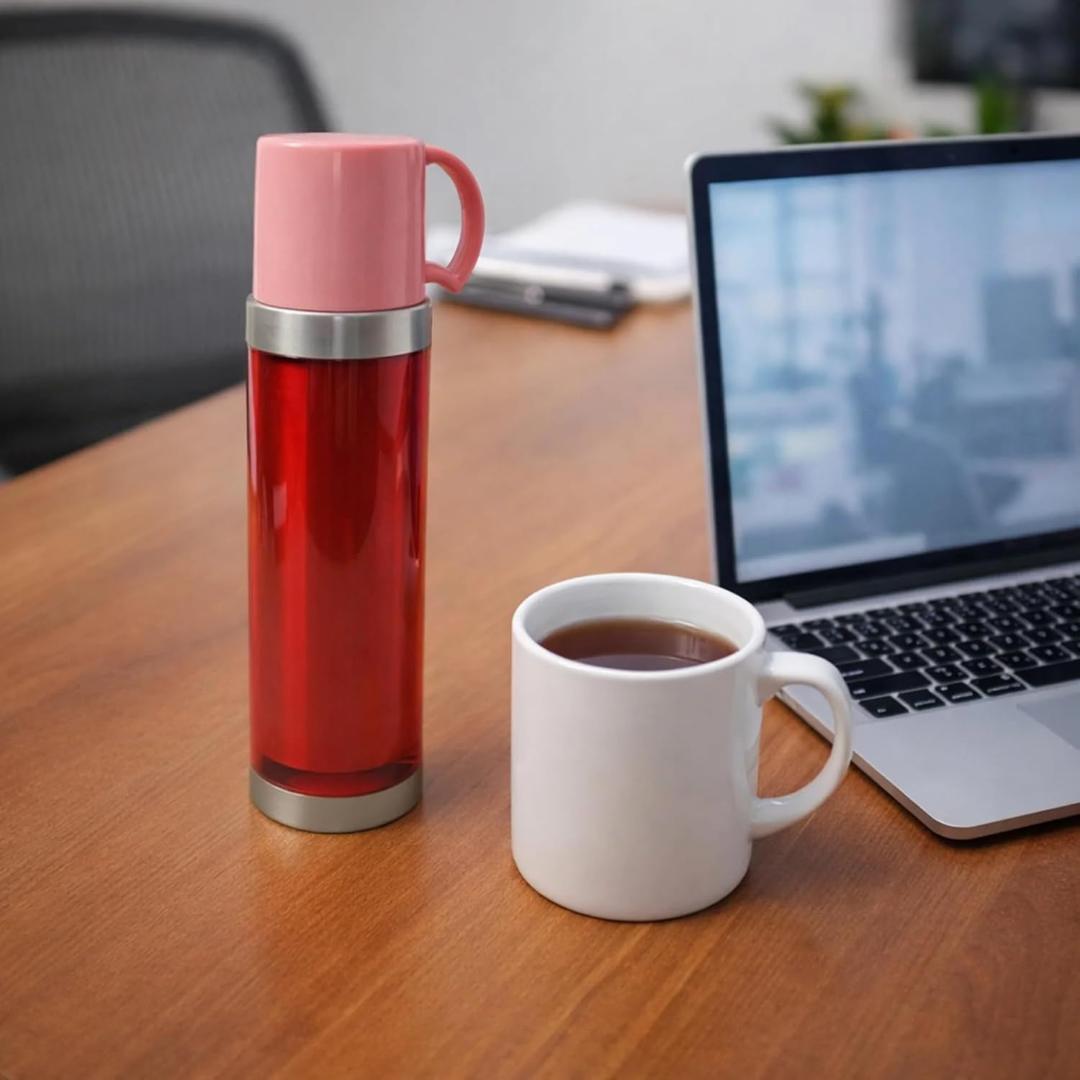 Insulated Travel Mug Bottle 500ML with Handle & Stainless Steel Base