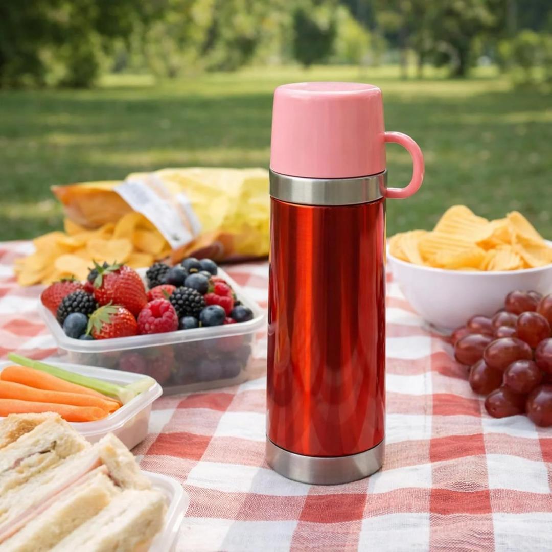 Insulated Travel Mug Bottle 500ML with Handle & Stainless Steel Base