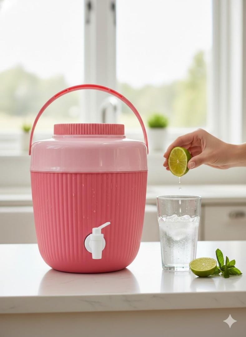 Insulated Water Jug with Tap - 5L Portable Beverage Dispenser (Pink)