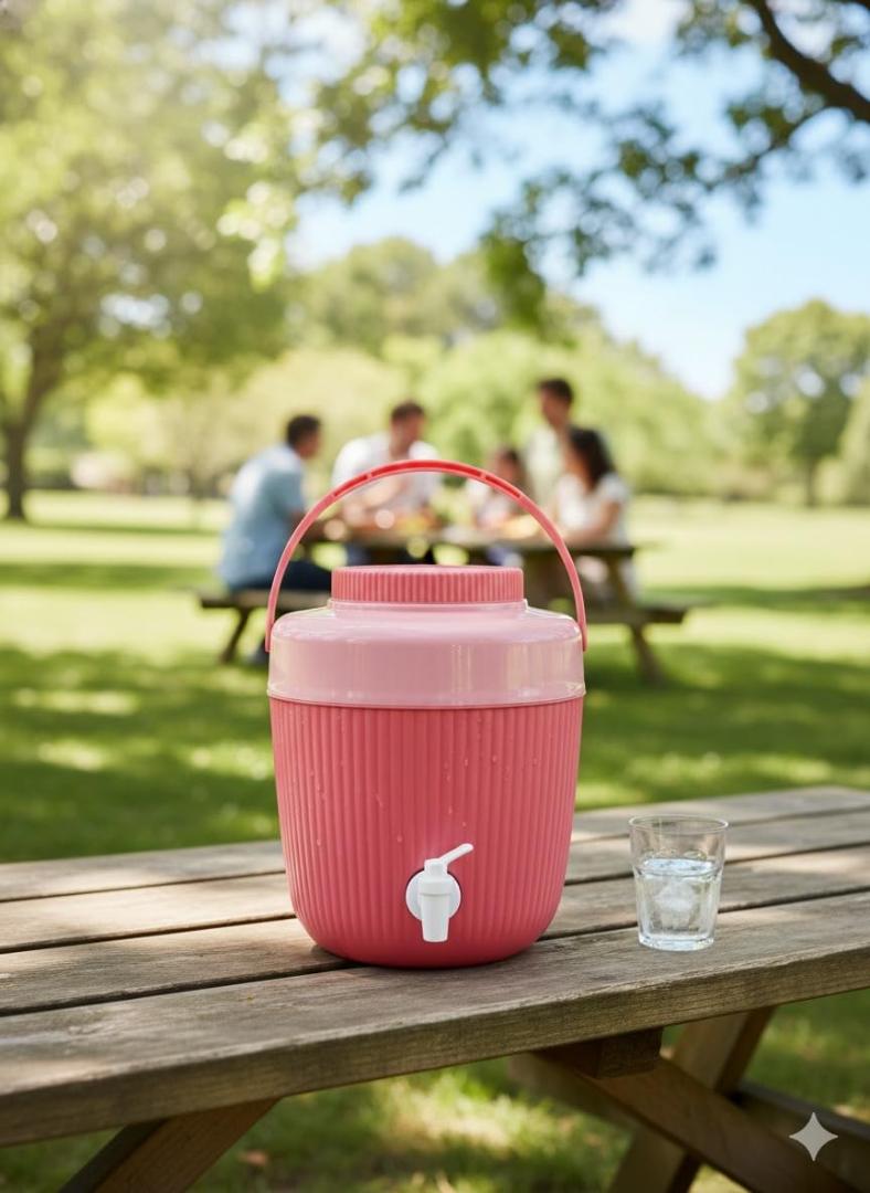Insulated Water Jug with Tap - 5L Portable Beverage Dispenser (Pink)